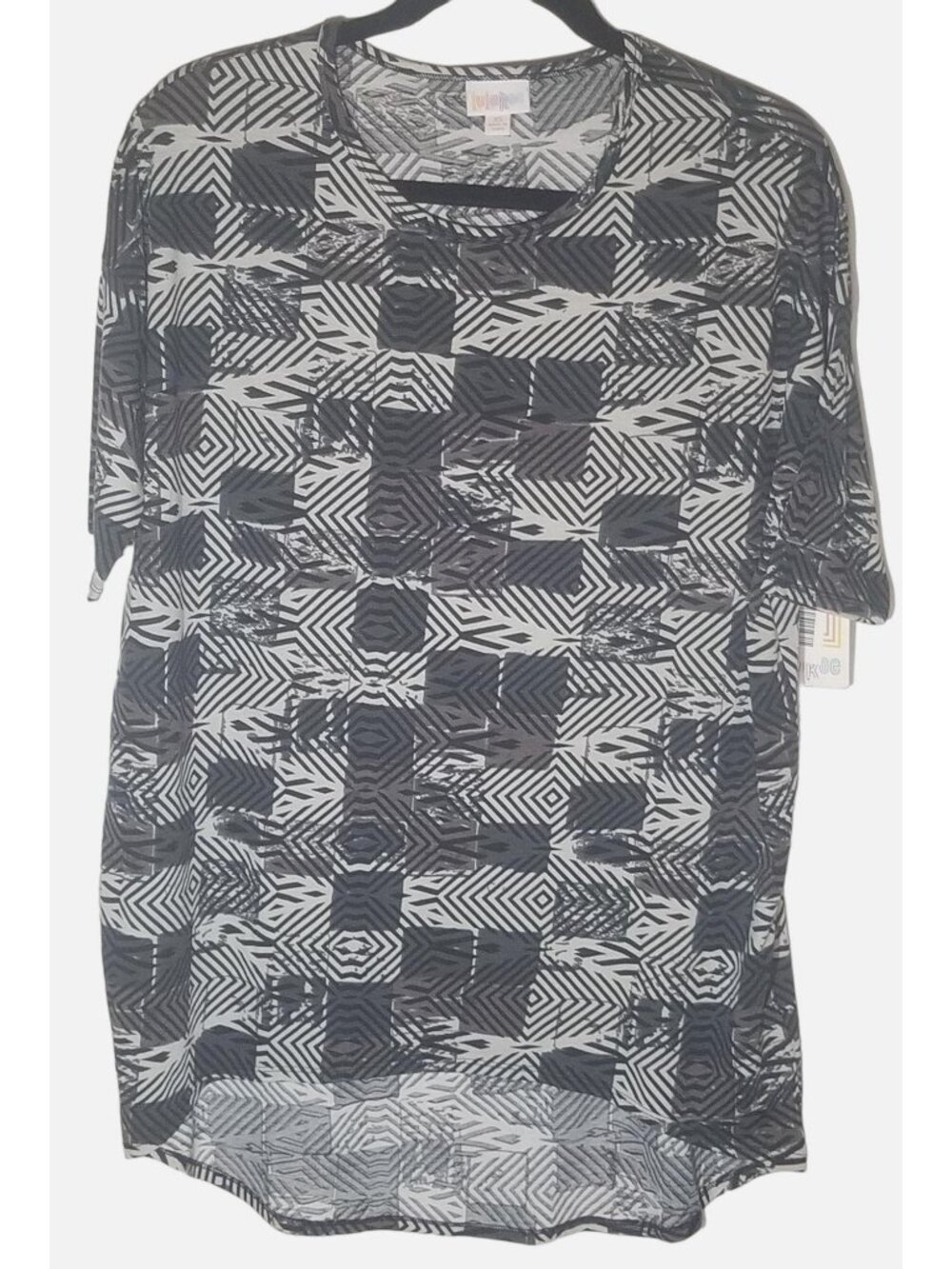 Lularoe Irma short sleeve shirt high low new with tags gray black polyester READ